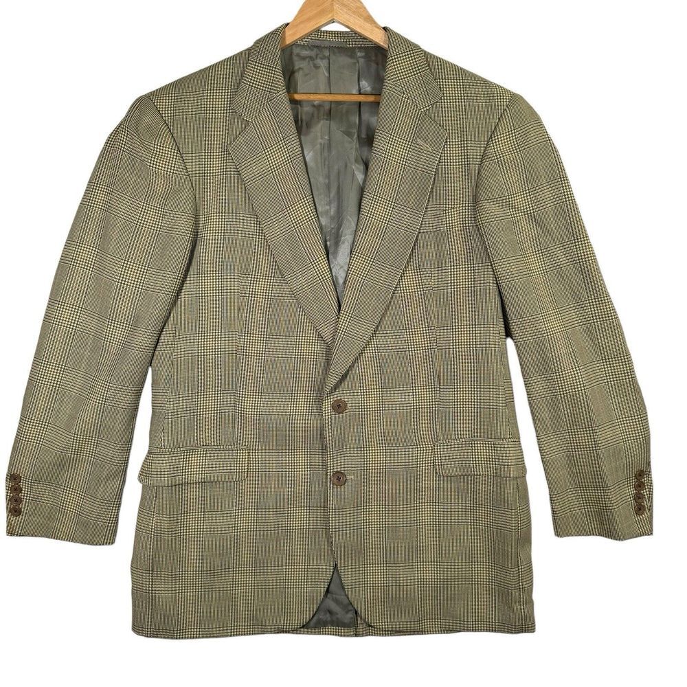 Norman Hilton Mens 42L Plaid 2-Button Wool/Silk Blazer Jacket Adult EUC